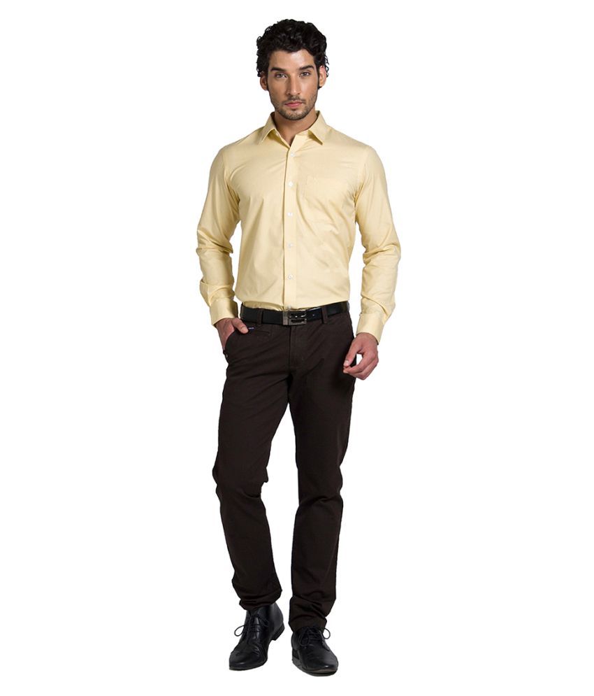 Klub Fox Yellow Formal Regular Fit Shirt - Buy Klub Fox Yellow Formal ...