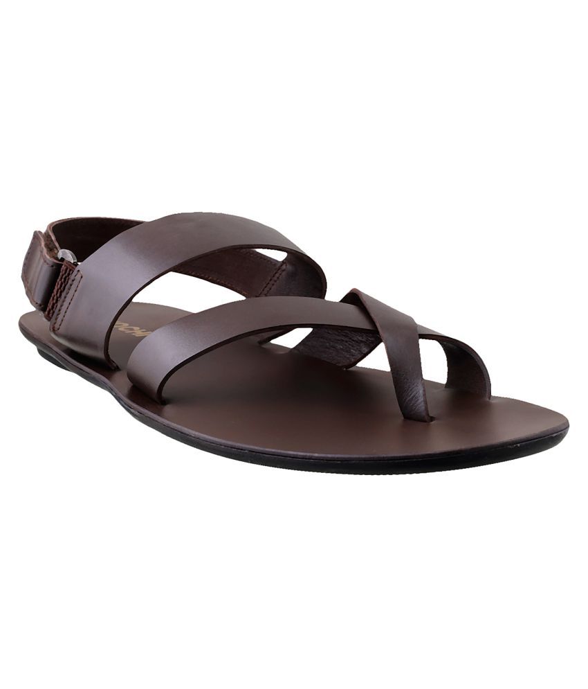 Mochi Brown Leather Sandals Price in 