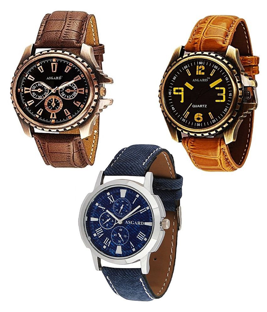 Asgard Multicolour Analog Watch - Pack of 3 - Buy Asgard Multicolour