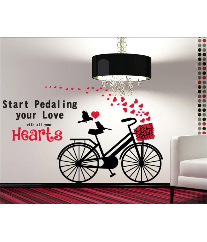     			HAPPY STICKY Spreading Hearts On Cycle Vinyl Multicolour Wall Stickers