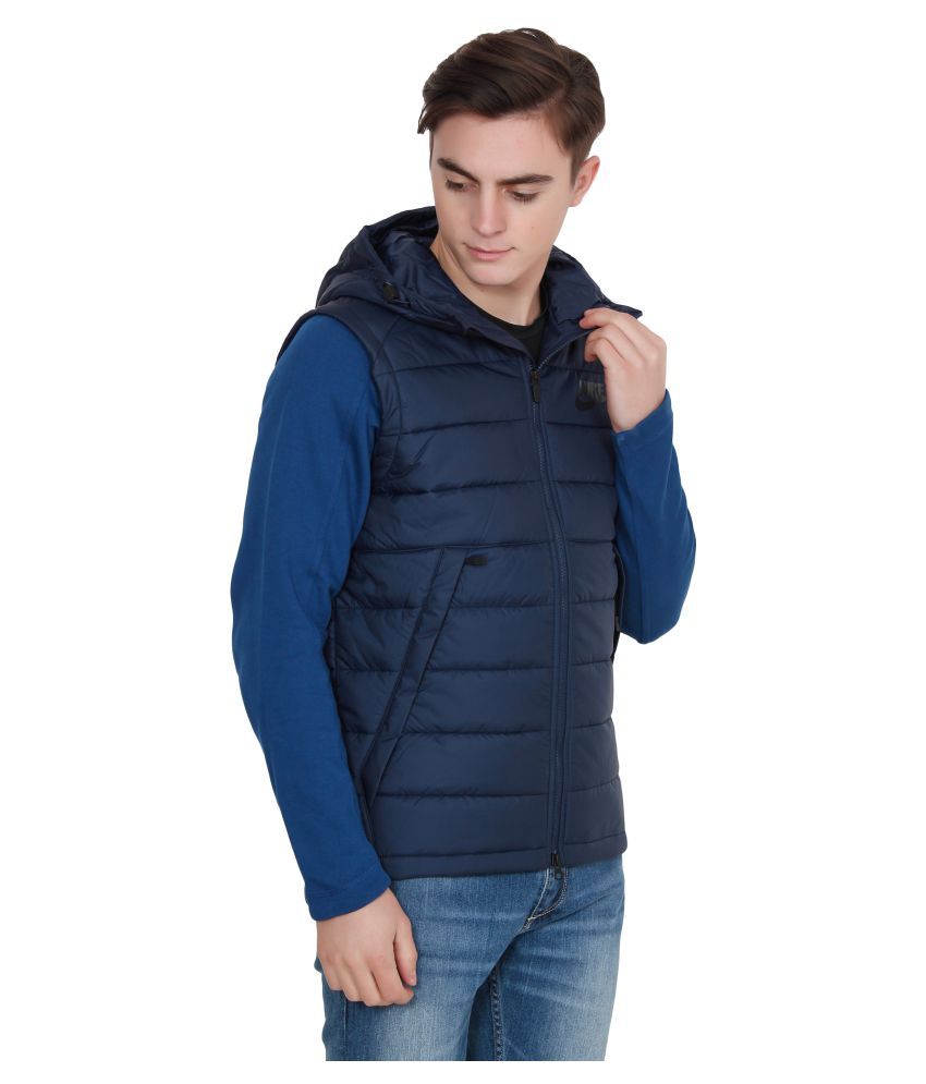 nike navy polyester terry jacket