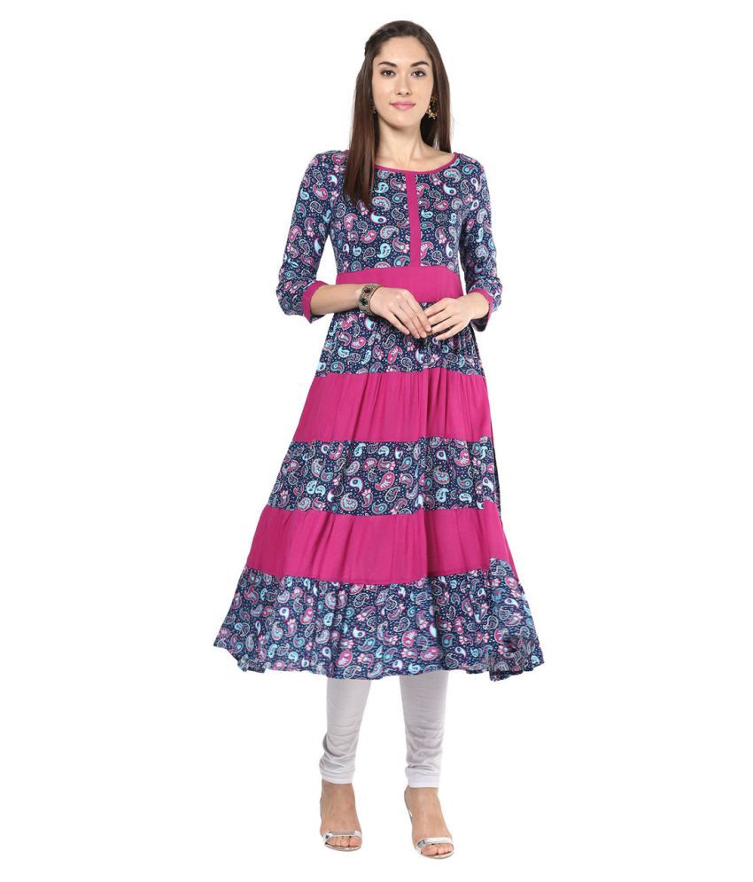     			StyleStone - Multicolor Rayon Women's Tiered Flared Kurti