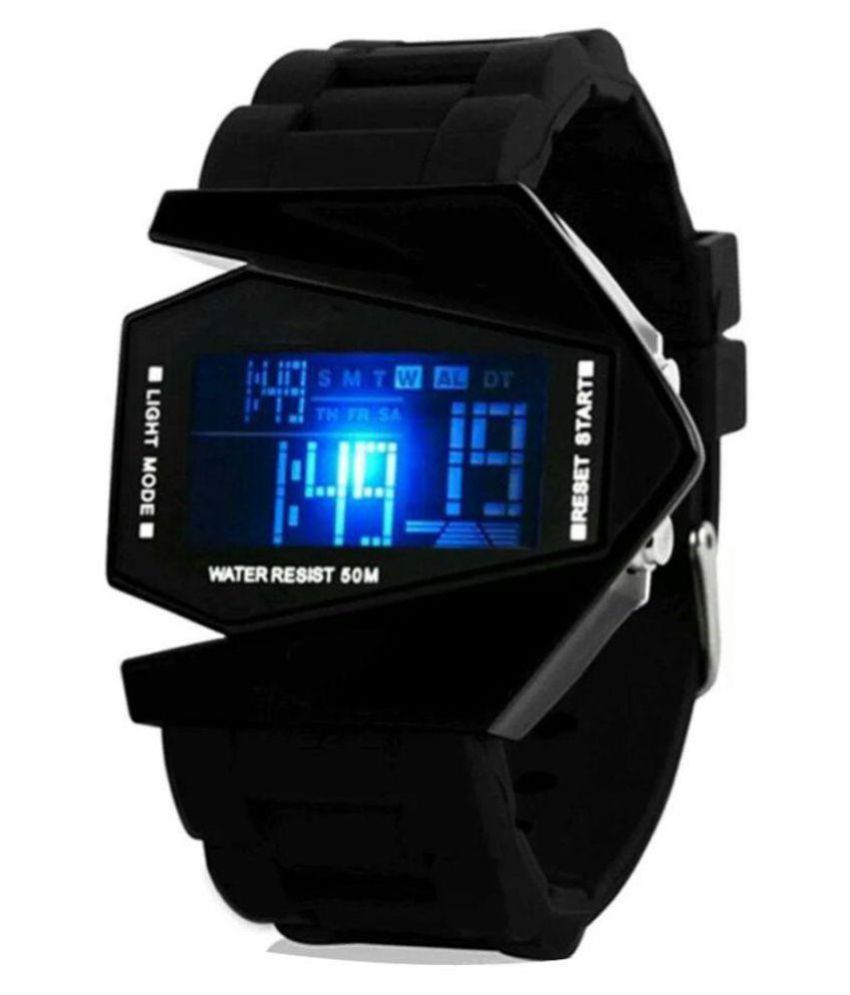 simple black digital watch