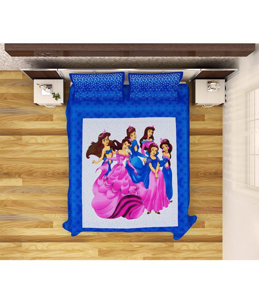 Swastik Double Cotton Blue Cartoons Bed Sheet Buy Swastik Double
