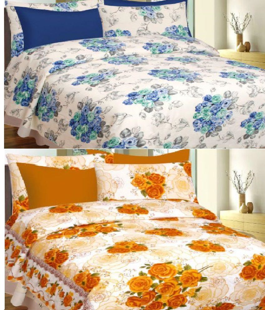     			Divine Casa - Pack of 2 - Double Cotton Abstract Bed Sheet