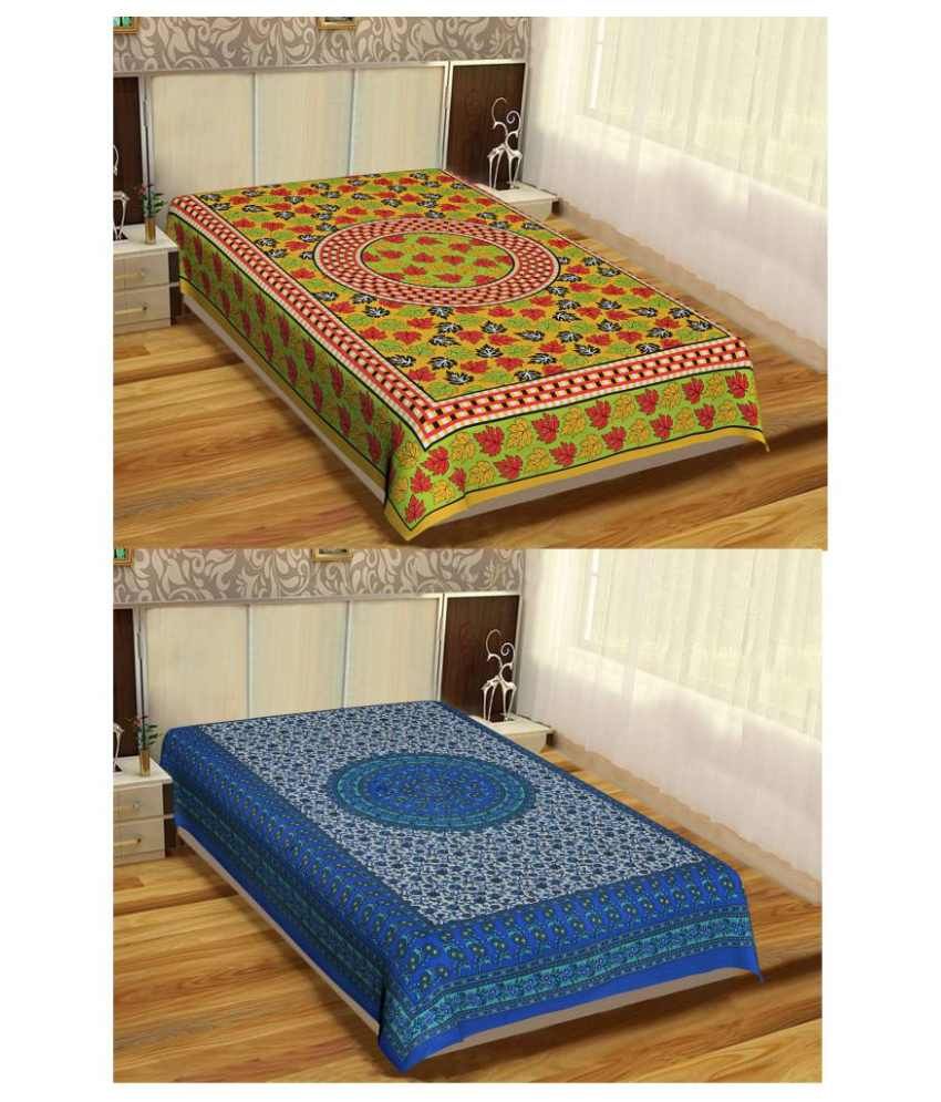 Jaipuri Sanganeri Single Cotton Multi Printed Bed Sheet Set of 2 Buy Jaipuri Sanganeri Single