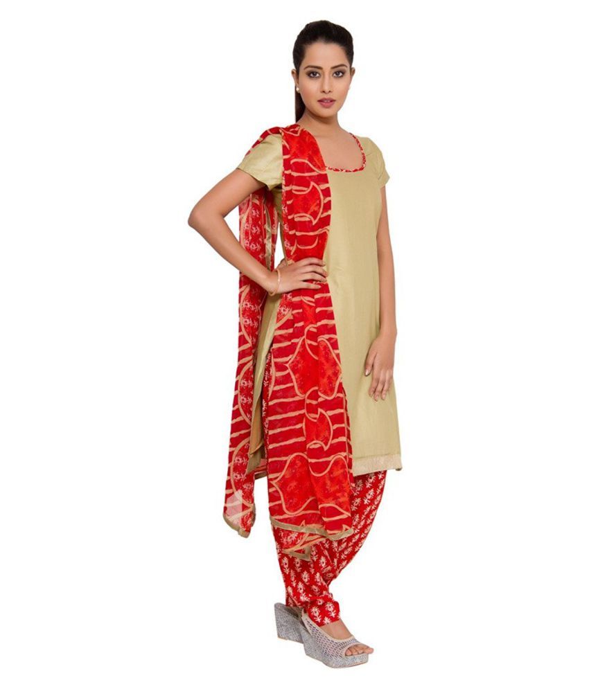 The Chennai Silks Beige Cotton Dress Material Buy The Chennai Silks