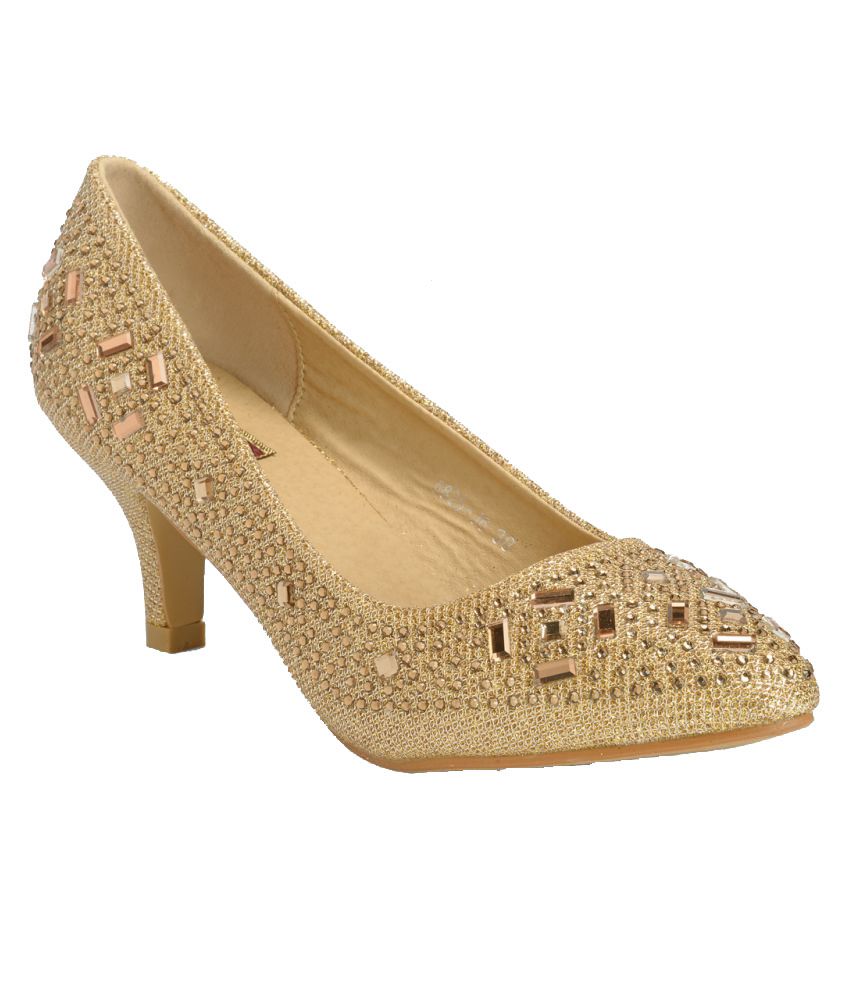 Flat n Heels Gold Cone Heels Price in India- Buy Flat n Heels Gold Cone Heels Online at Snapdeal