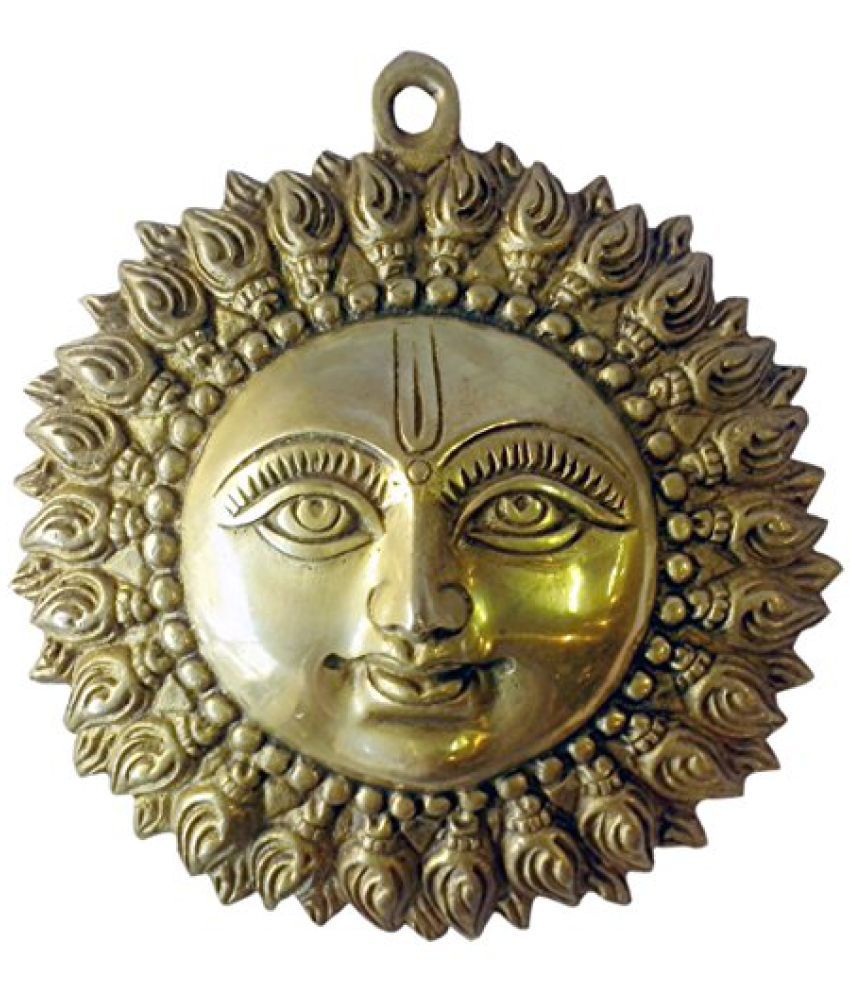Brass Metal Decor Hindu Religious Shankh Sun Small in size with Fine