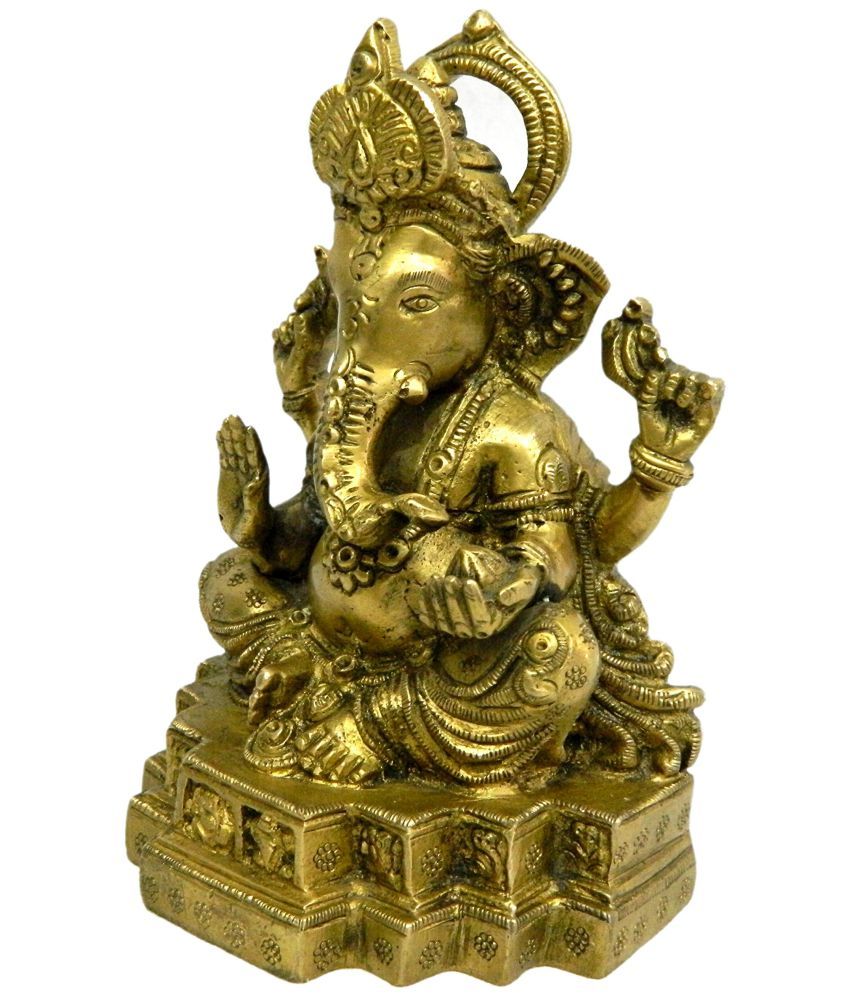 Pure Brass Metal Ganesh Sitting in Fine Finishing and Decorative art by ...