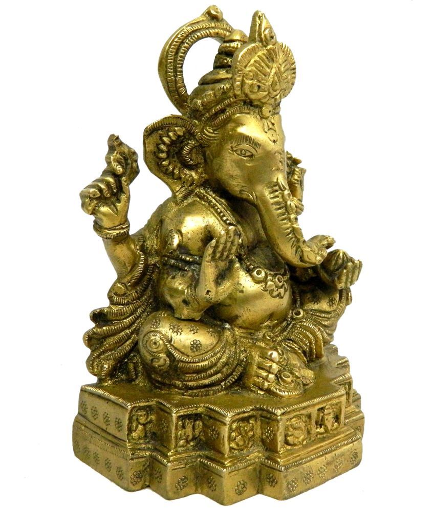 Pure Brass Metal Ganesh Sitting in Fine Finishing and Decorative art by ...