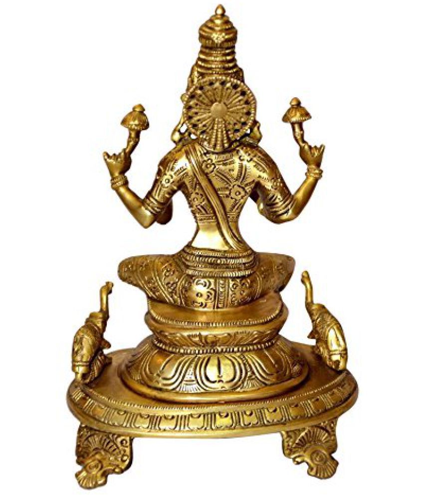 BHARAT HAAT Brass Metal Statue of Laxmi Devi Godess with Carving and Finishing Work Small in Size BH00984 