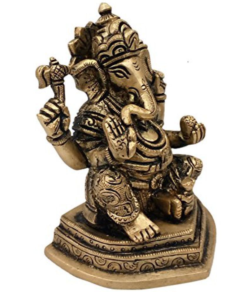 Pure Brass Metal Ganesh Sitting and Decorative by Bharat Haat BH04834 ...