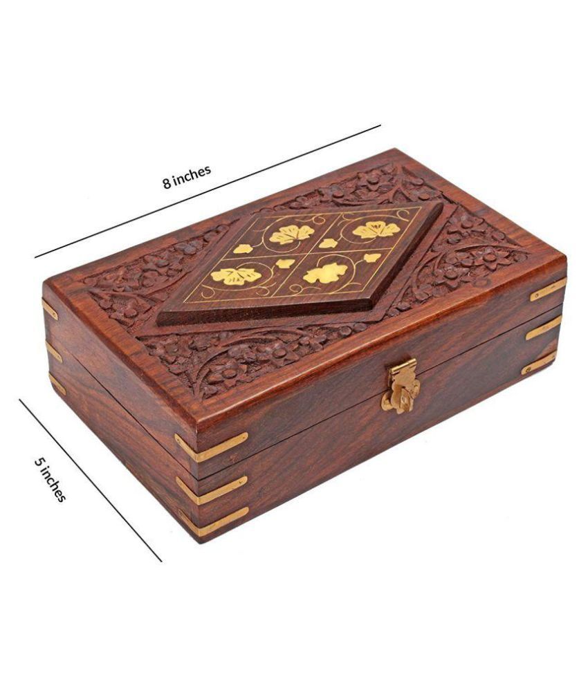 Desi Karigar Brown Wooden Jewellery Box: Buy Desi Karigar Brown Wooden ...