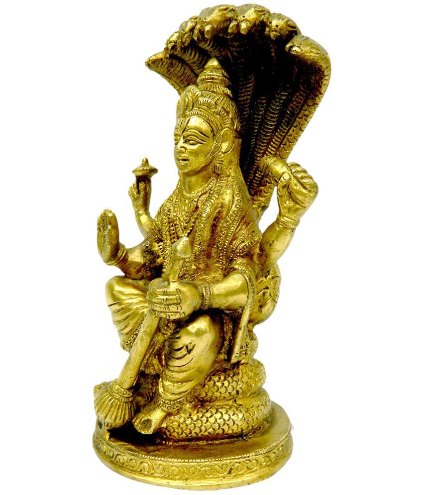 Pure Brass Metal God Vishnu Sitting On Sheshnag Statue by Bharat Haat ...