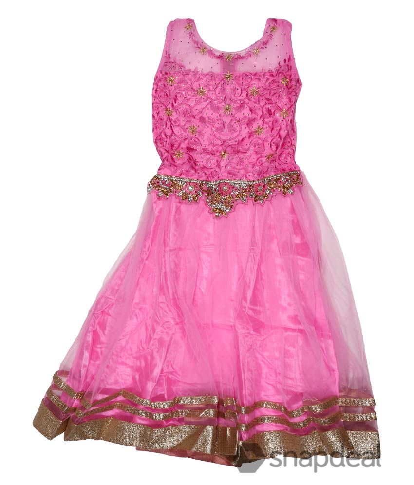 Crazeis Pink Cotton Frock - Buy Crazeis Pink Cotton Frock Online at Low ...