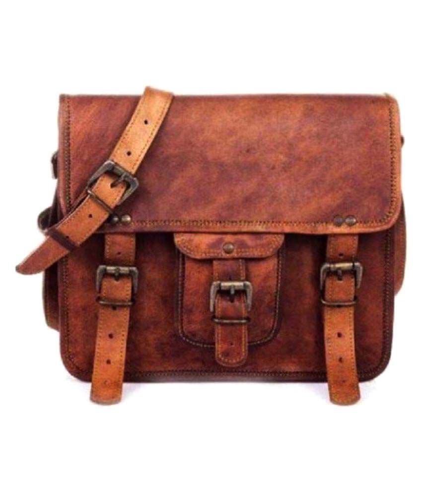 Tuzech 9X11 inches Cute Unisex Brown Leather Office Messenger Bag - Buy ...