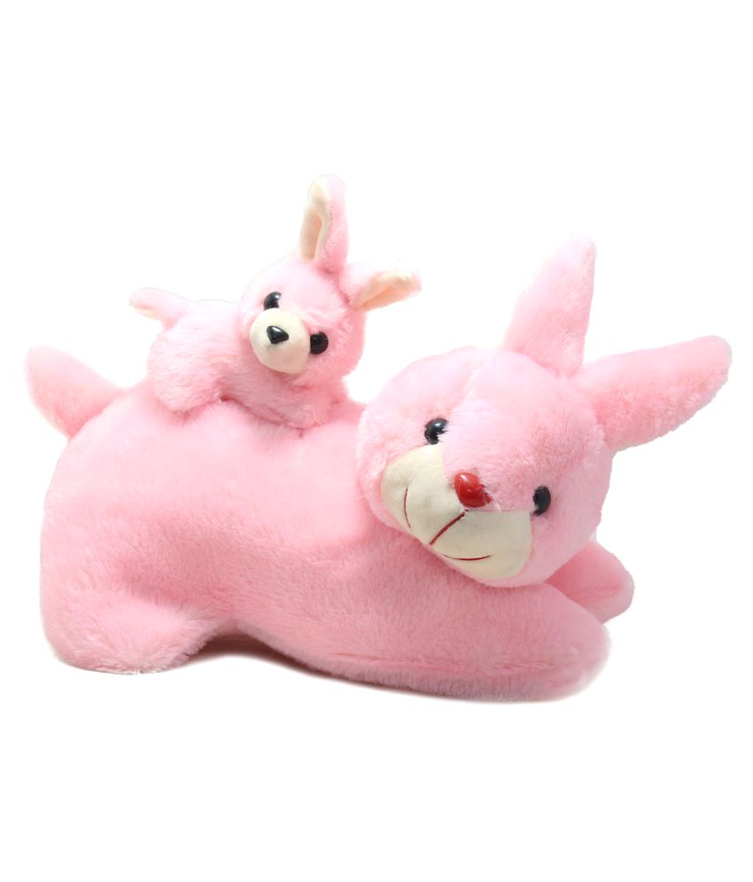     			Tickles Pink Mother Rabbit with Baby Stuffed Soft Plush Animal Toy for Kids (Size: 26 cm)