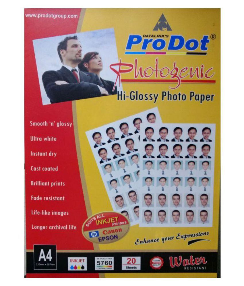     			Prodot High Glossy Inkjet Photo Paper 130 GSM 20 Sheets A4 Size