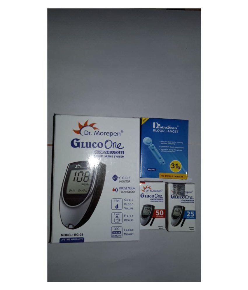 Dr Morepen BG 03 W 75 strips &100 lancet BG 03 Buy Online at Best