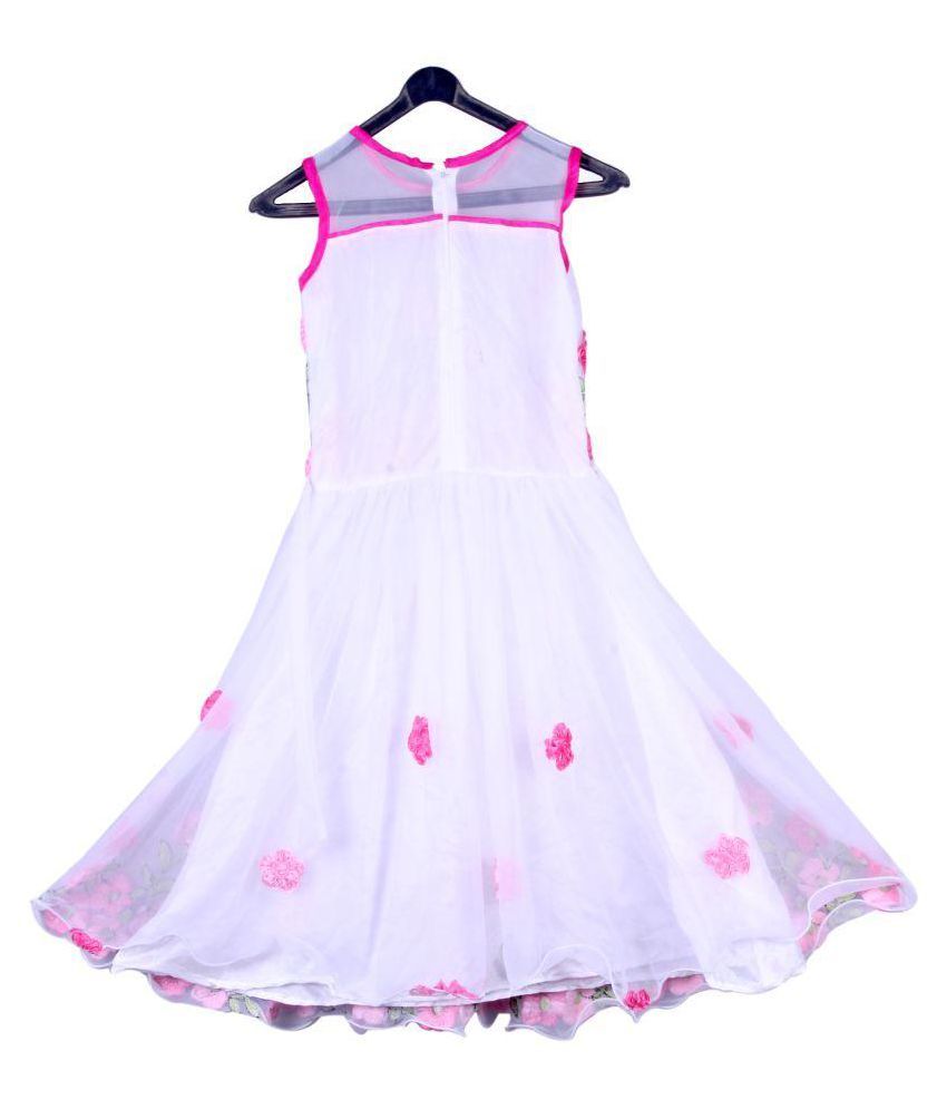 SR Creation Designer Princess White Net Frock For Girls (10-12 Years ...