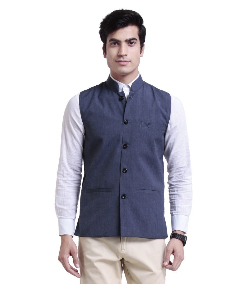 Vandnam Fabrics Blue Nehru Jacket - Buy Vandnam Fabrics Blue Nehru ...