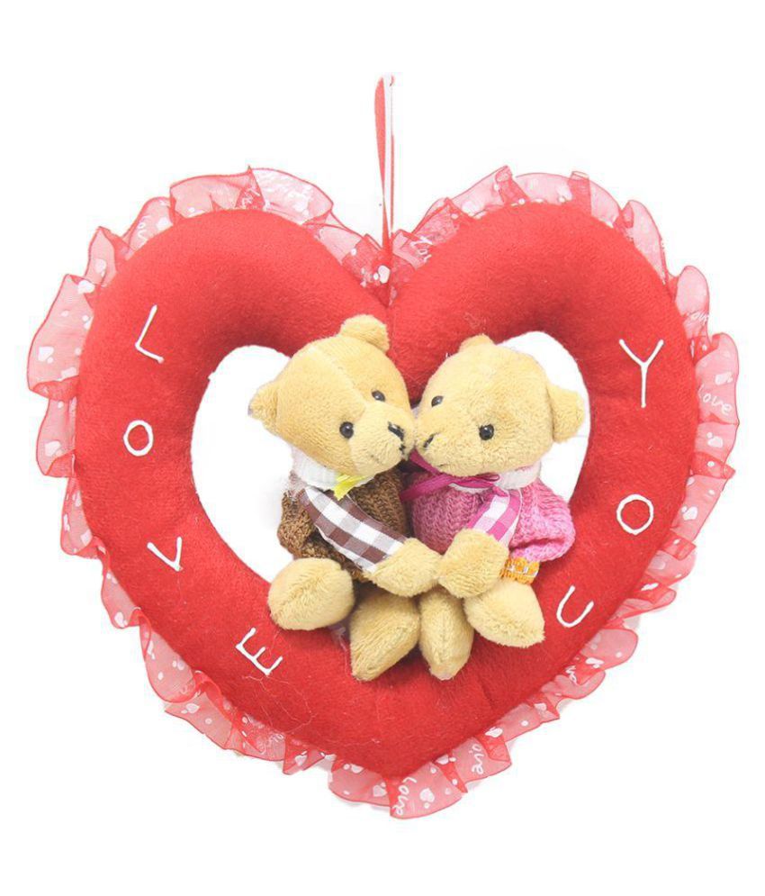     			Tickles Red Romantic Teddy Couple in The Heart Ring Valentine Gift Stuffed Soft Plush 20 cm