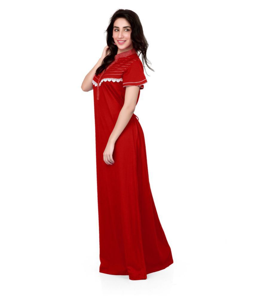 Buy Jasmine Rd Red Cotton Nighty for Women - Free Size Online at Best  Prices in India - Snapdeal