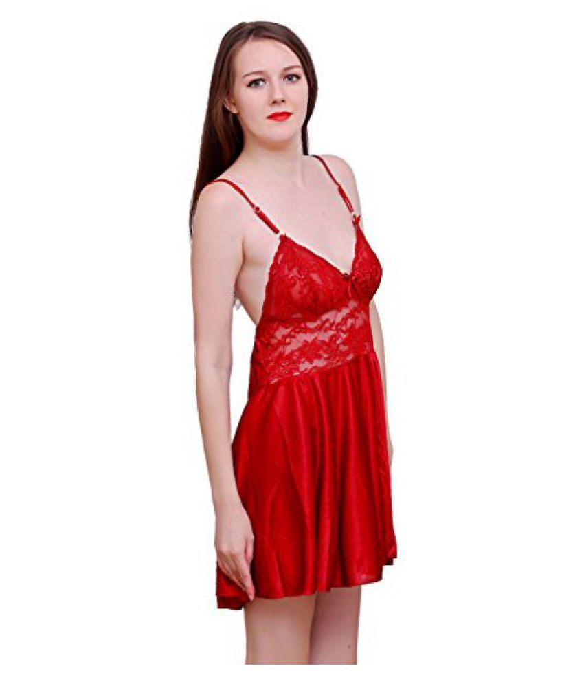 Buy Bombshell Maroon Satin Babydoll Nighty Online at Best Prices in India - Snapdeal