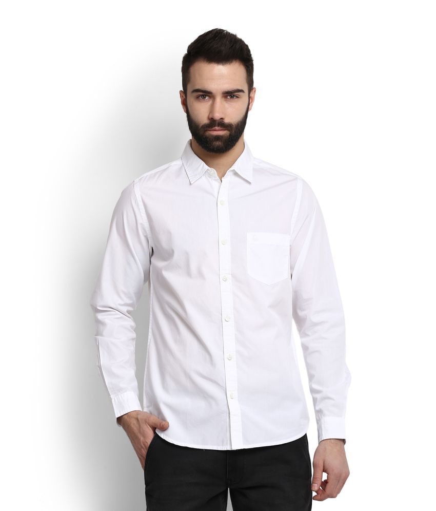 United Colors of Benetton White Casuals Slim Fit Shirt - Buy United ...