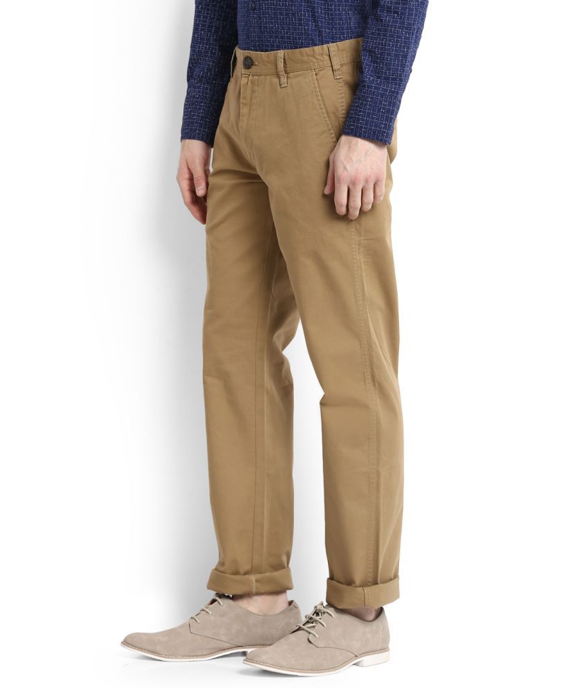 Wrangler Khaki Regular Flat Trousers - Buy Wrangler Khaki Regular Flat ...