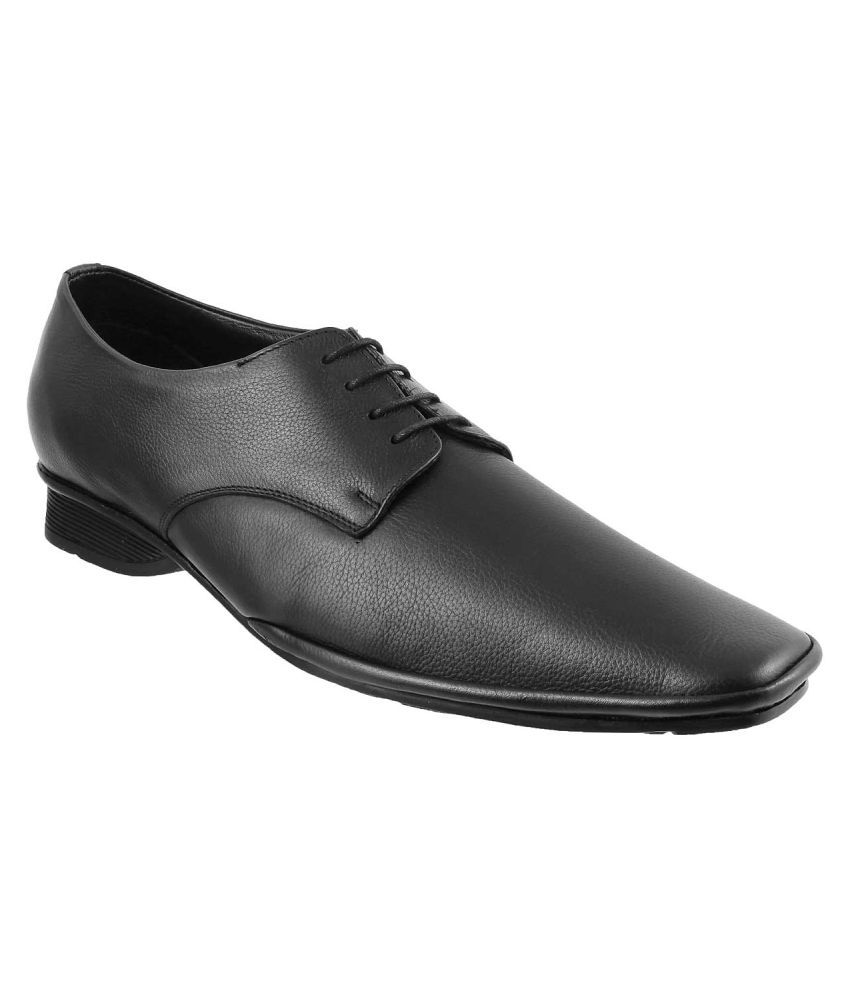    			Metro BLACK Derby Genuine Leather Formal Shoes