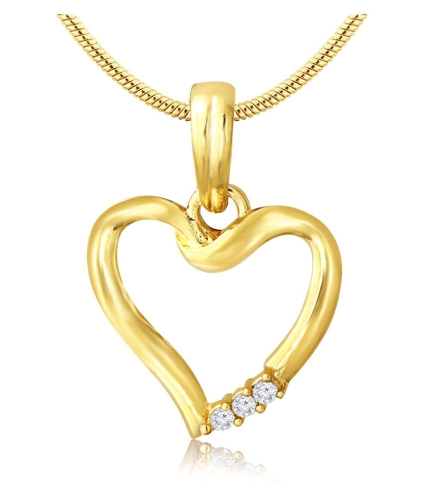     			Spargz Gold Plated Triple-Stone CZ Diamond Heart Pendant