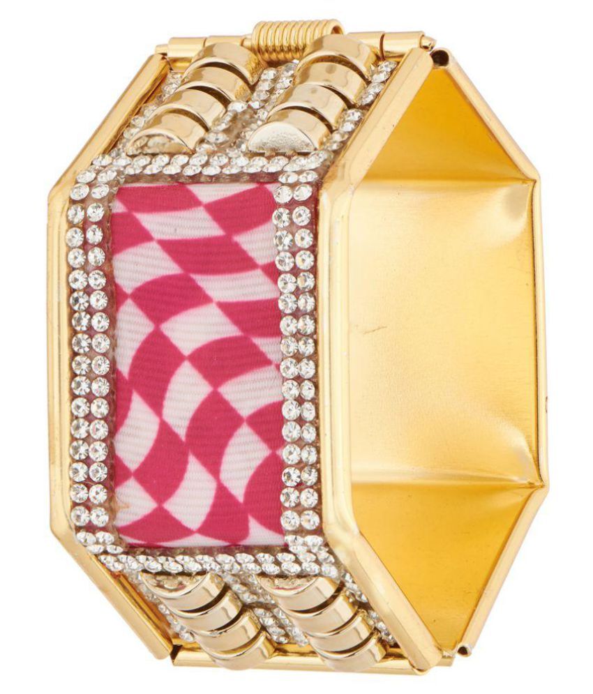 Sapna Fx Hexagon Pink Gold Plated Women Kada Set Of 1 K7011 - 