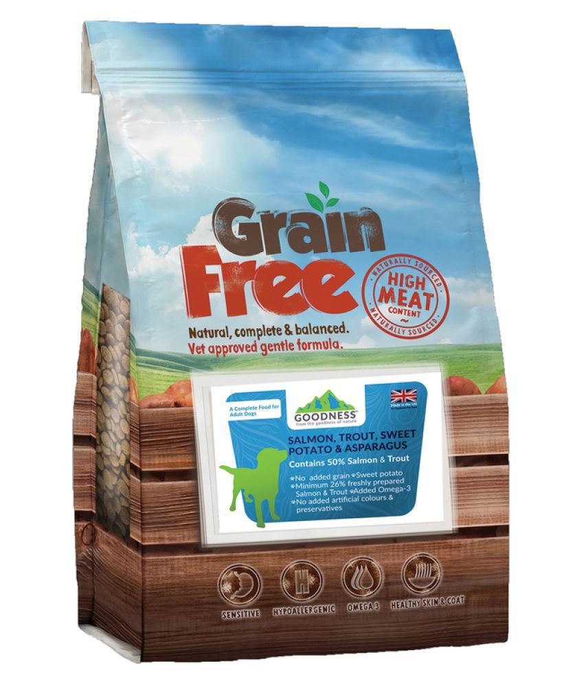 Goodness Salmon, Trout, Sweet Potato & Asparagus Grain free dog food
