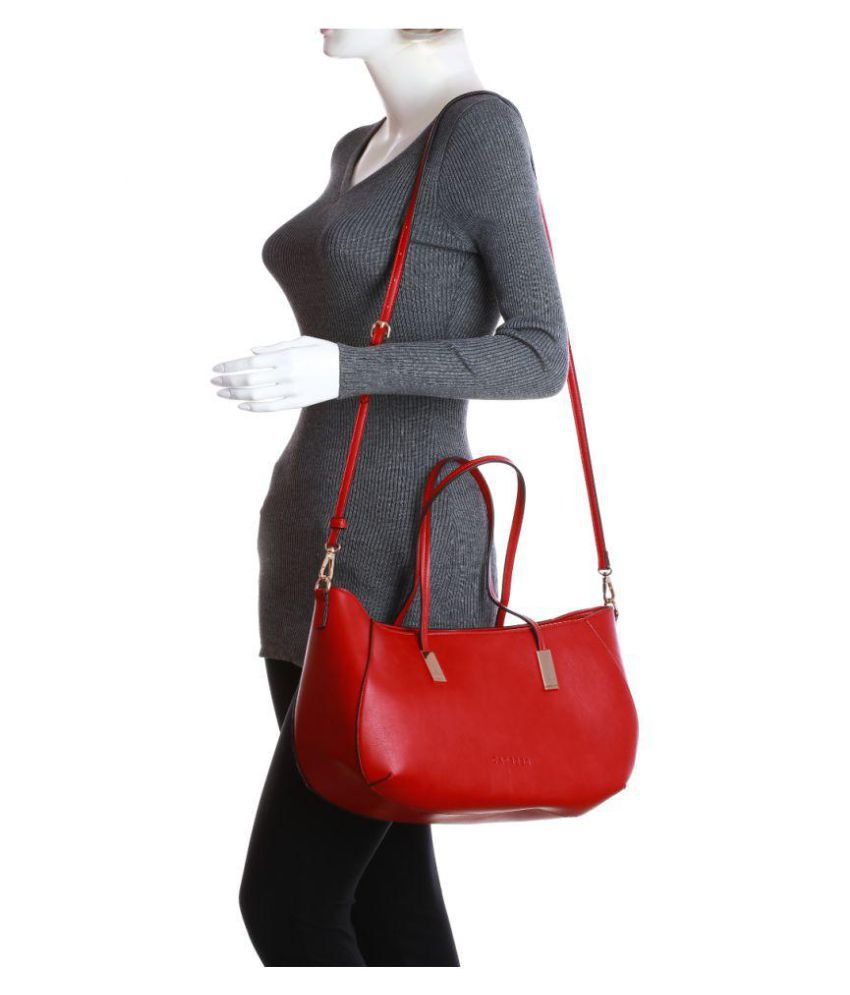 Caprese Red Faux Leather Shoulder Bag - Buy Caprese Red Faux Leather ...