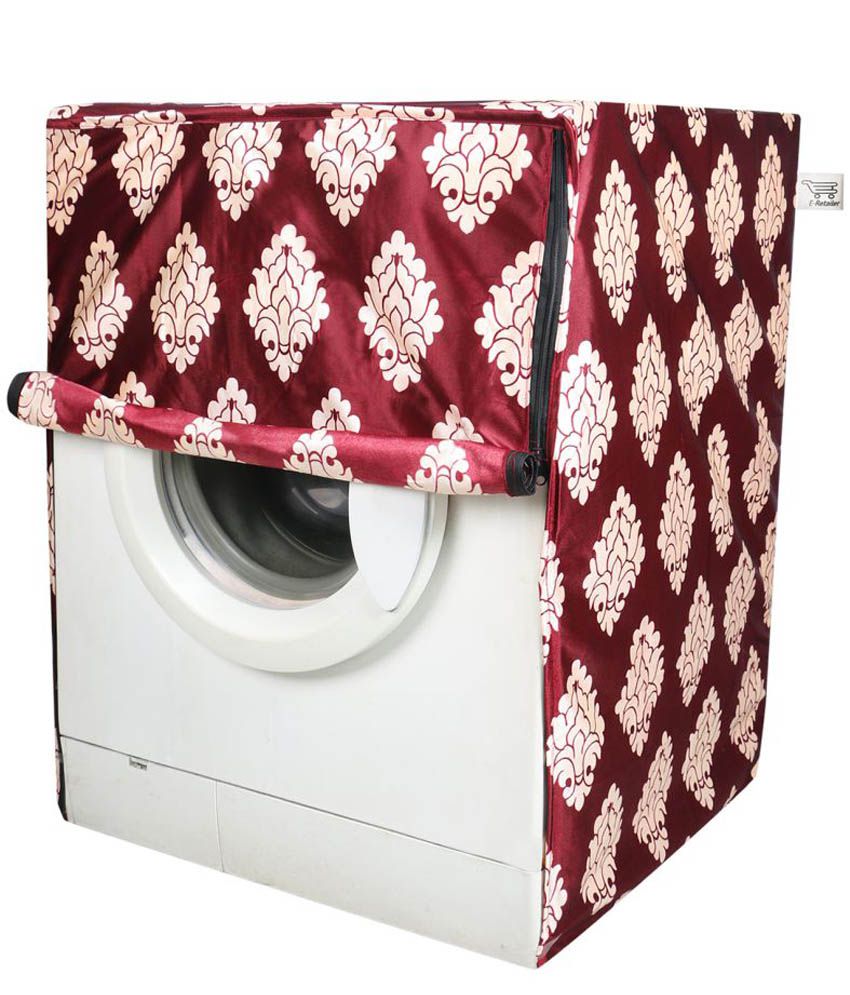     			E-Retailer Single Polycotton Maroon Flower Printed Front Loading 5 KG To 8 KG Washing Machine Covers