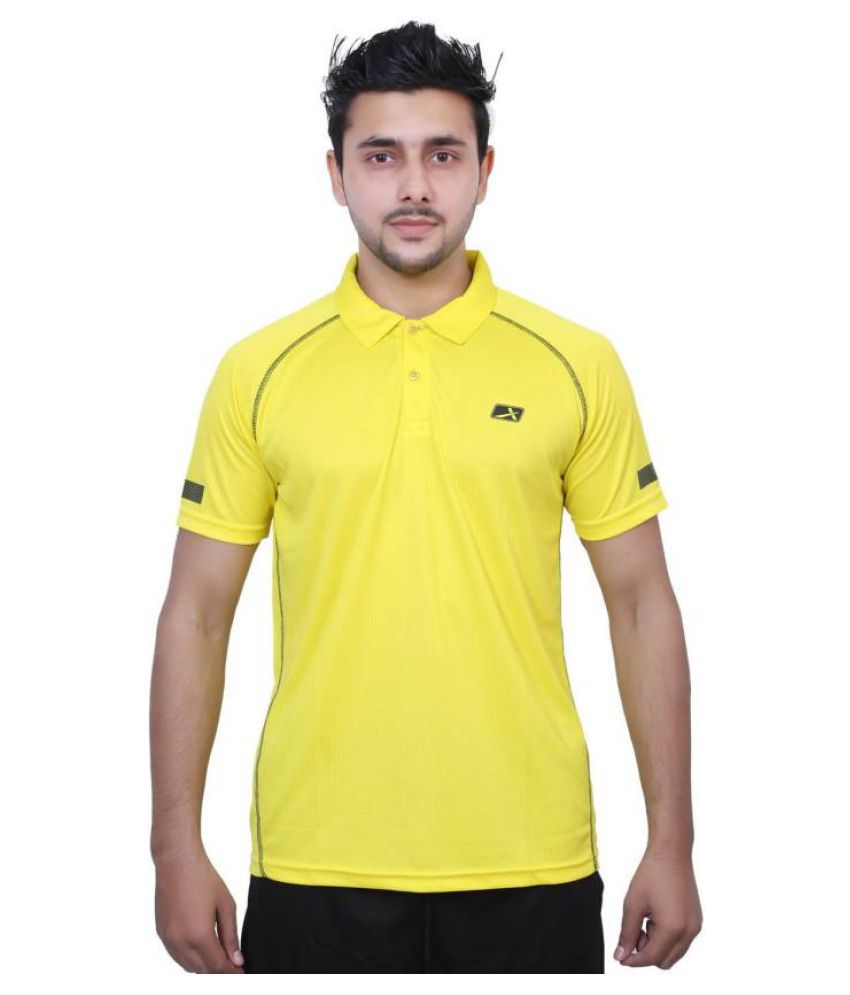 Vector X Solid Men's Polo Neck Yellow T-Shirt