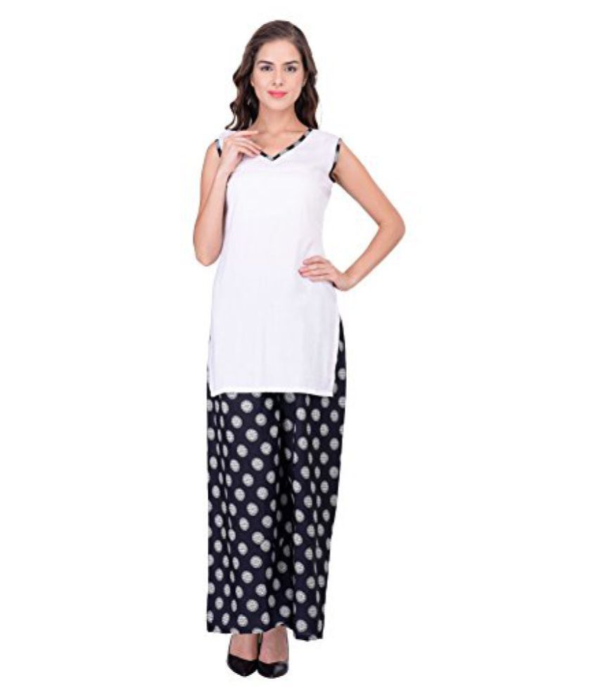 FAIRENO White \u0026 Black Combination Kurti 