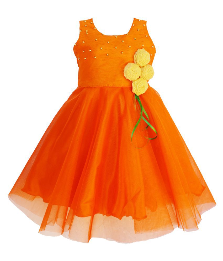 Mvd Fashion Orange Party Dress for Girls With Hair Clip - Buy Mvd ...