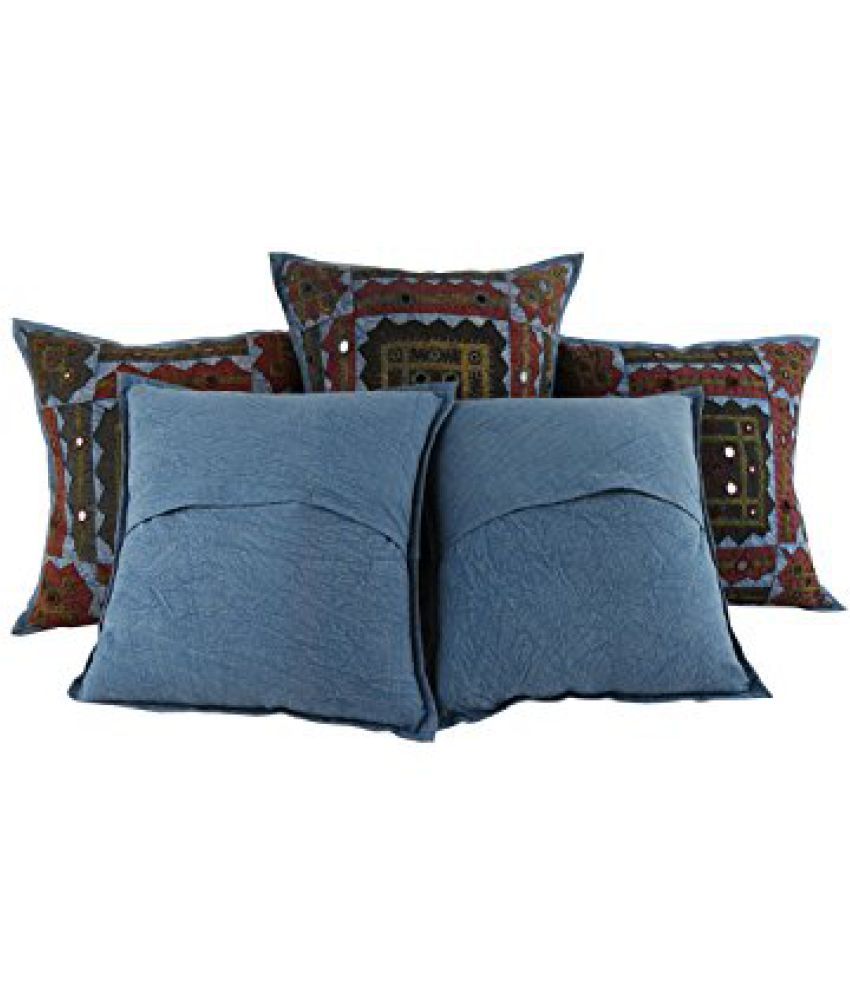 Designer Cotton Cushion Covers Blue Ethnic Indian Style Throw