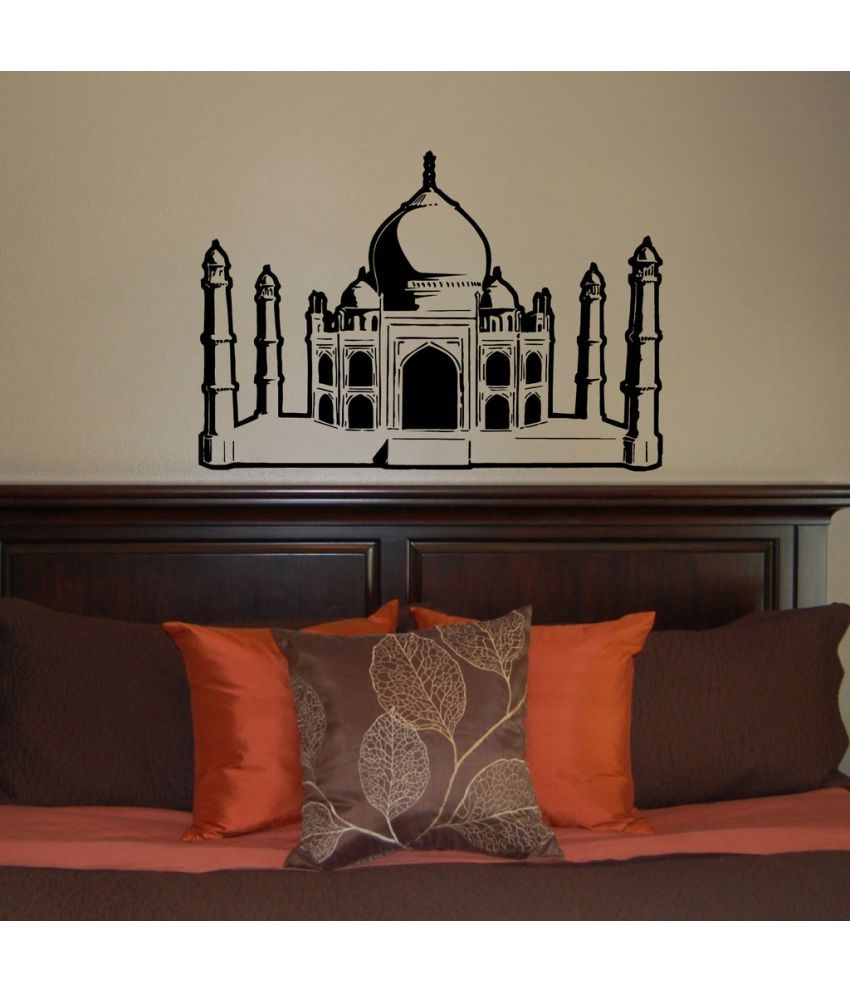     			Decor Villa Big Tajmahal Vinyl Black Wall Stickers