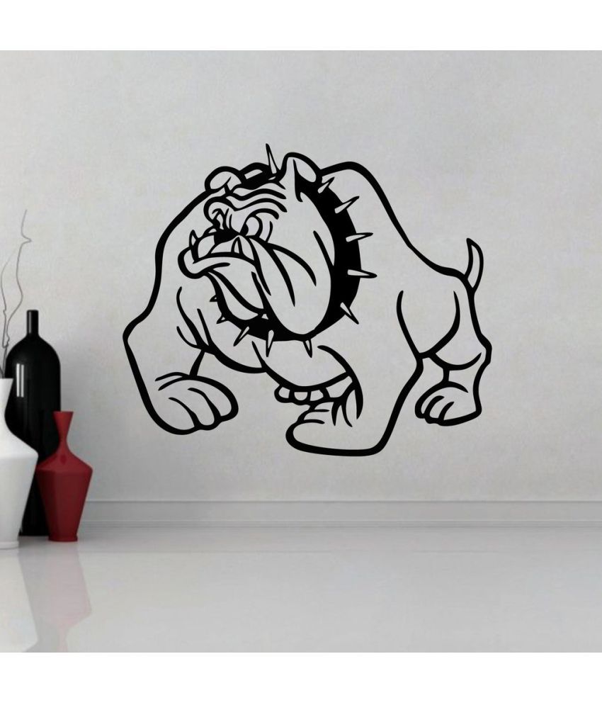     			Decor Villa Bull Dog Vinyl Black Wall Stickers