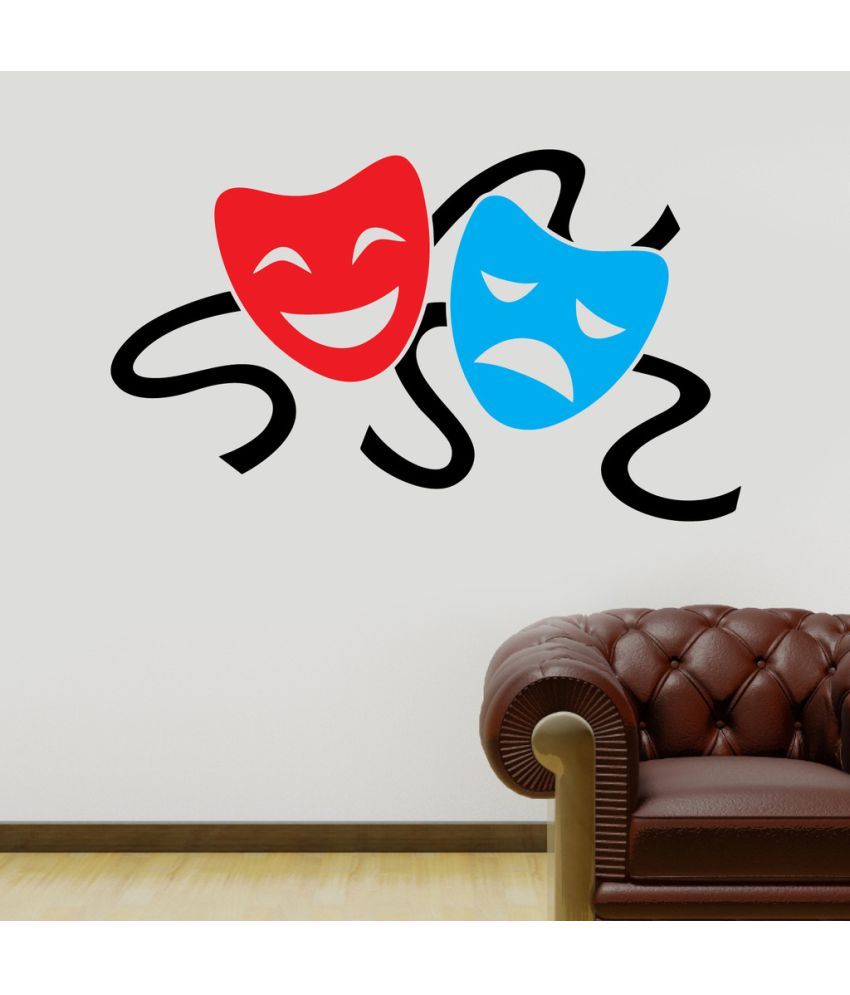     			Decor Villa Happy & Sad Face Vinyl Multicolour Wall Stickers