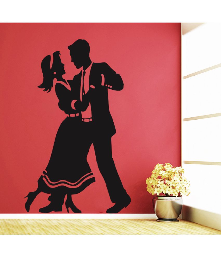     			Decor Villa Lovely Couple Vinyl Black Wall Stickers