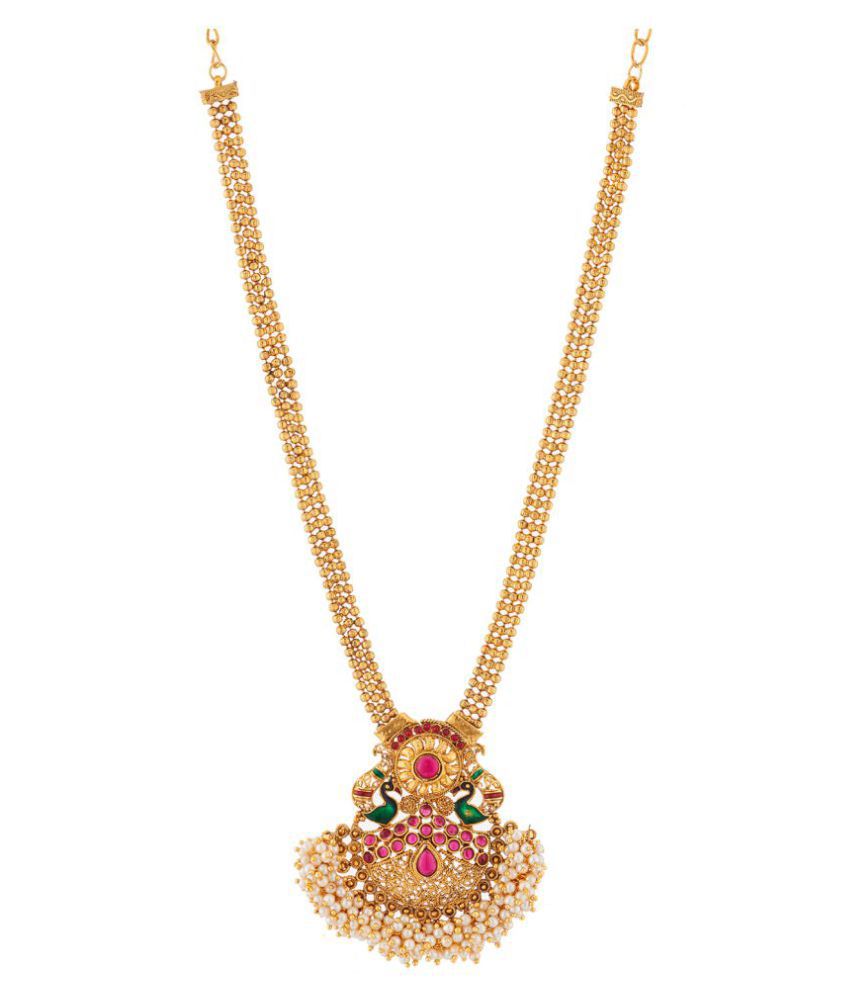Reeva Fashion Jewellery Peacock Golden Necklace Set For Women - Buy ...