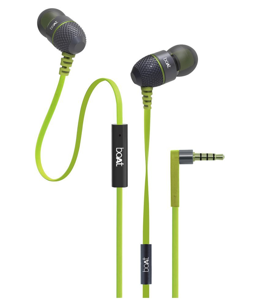 Boat BassHeads 225 (Neon Lime ) In Ear Wired Earphones With Mic