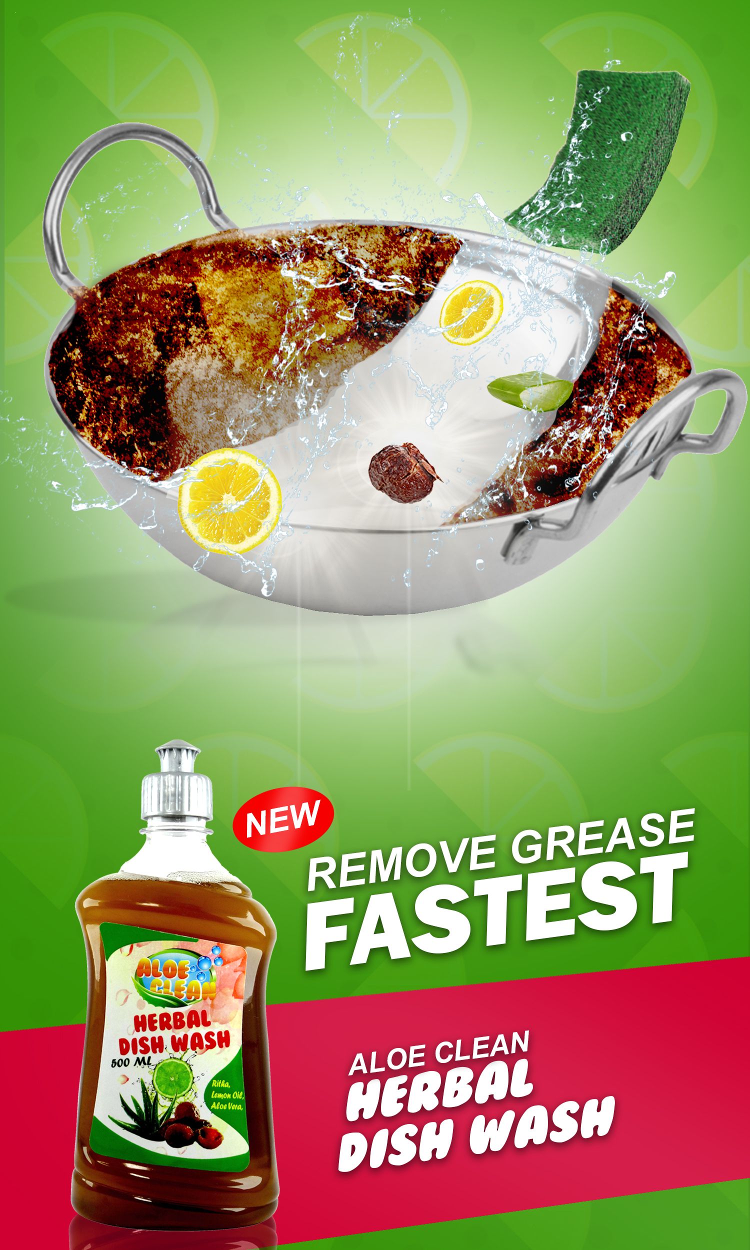 ALOE CLEAN Dishwash Liquid Reetha (Soap Nuts), Aloe Vera Juice 1000 ml