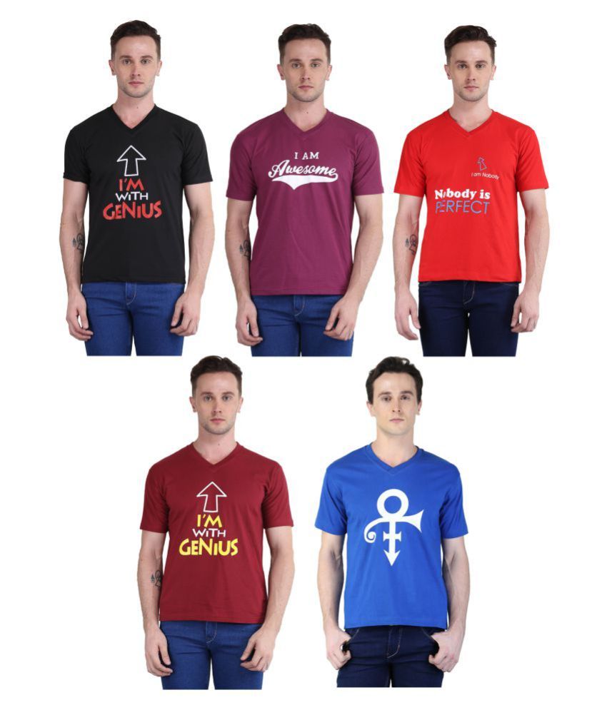     			British Terminal Multi V-Neck T-Shirt Pack of 5