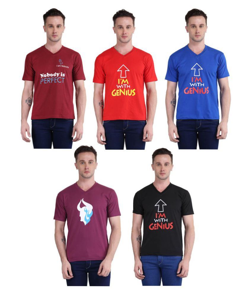     			British Terminal Multi V-Neck T-Shirt Pack of 5